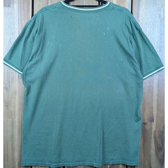 Nautica Jeans Vintage Y2K Embroidered Script Ringer Distressed T-shirt Large - Picture 9 of 9